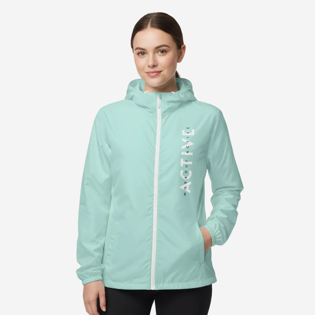 Workout Active Zip-Up Lightweight Hooded Jacket | Light Turquoise