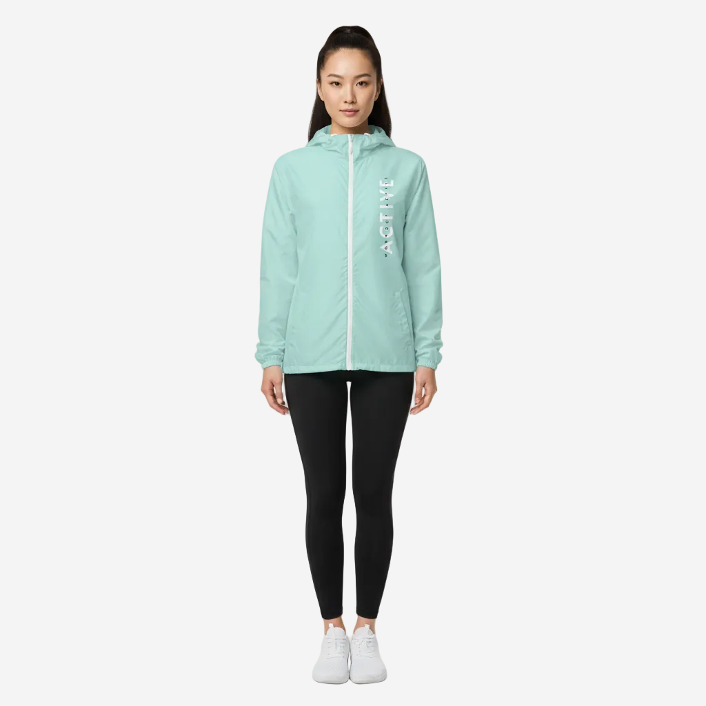 Workout Active Zip-Up Lightweight Hooded Jacket | Light Turquoise