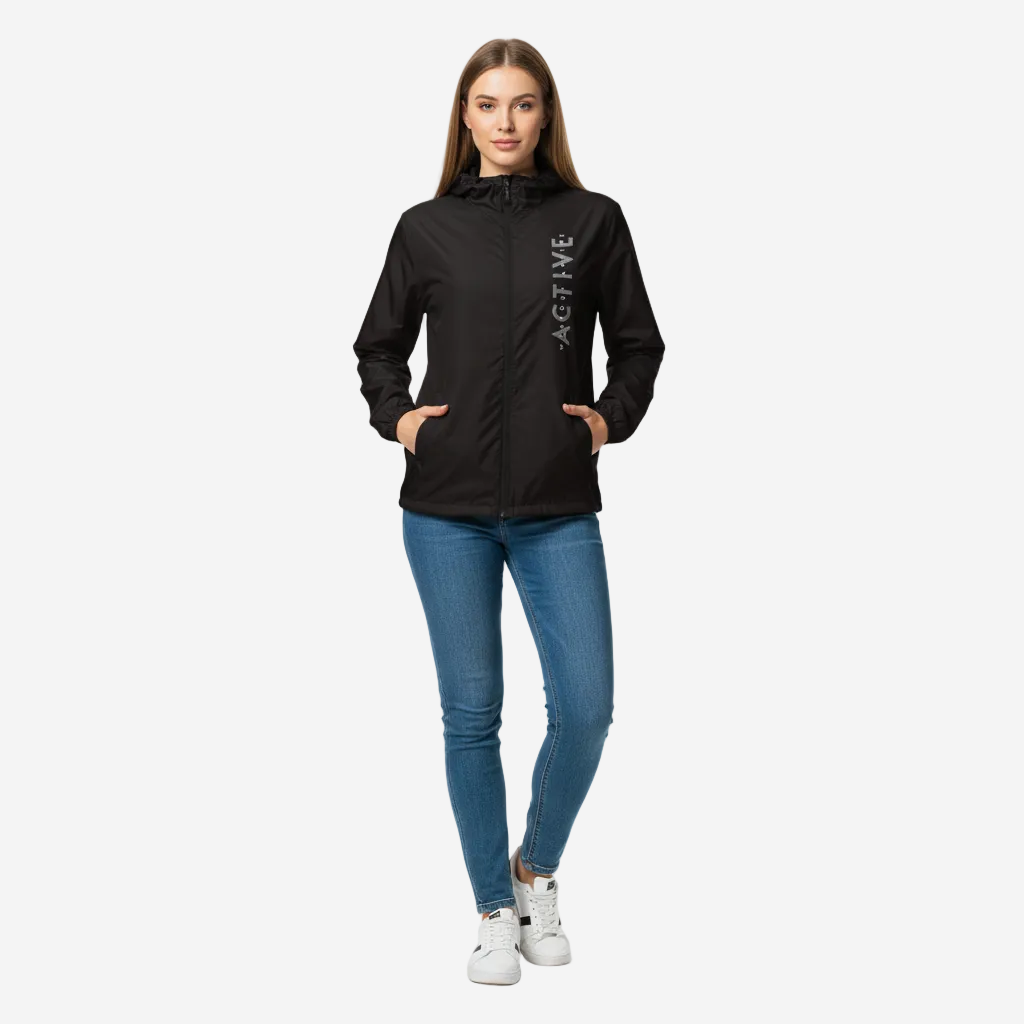 Workout Active Zip-Up Lightweight Hooded Jacket | Black