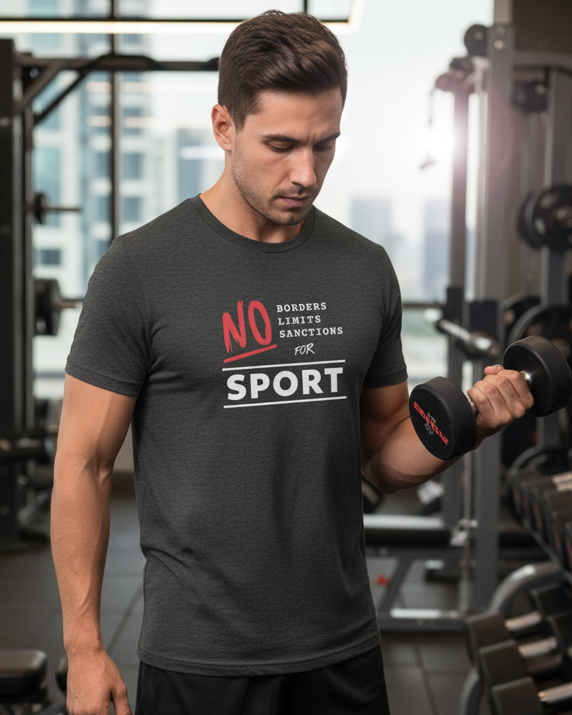 'No Limits. No Borders. No Sanctions for SPORT' Men’s Organic Cotton T-Shirt | DM108