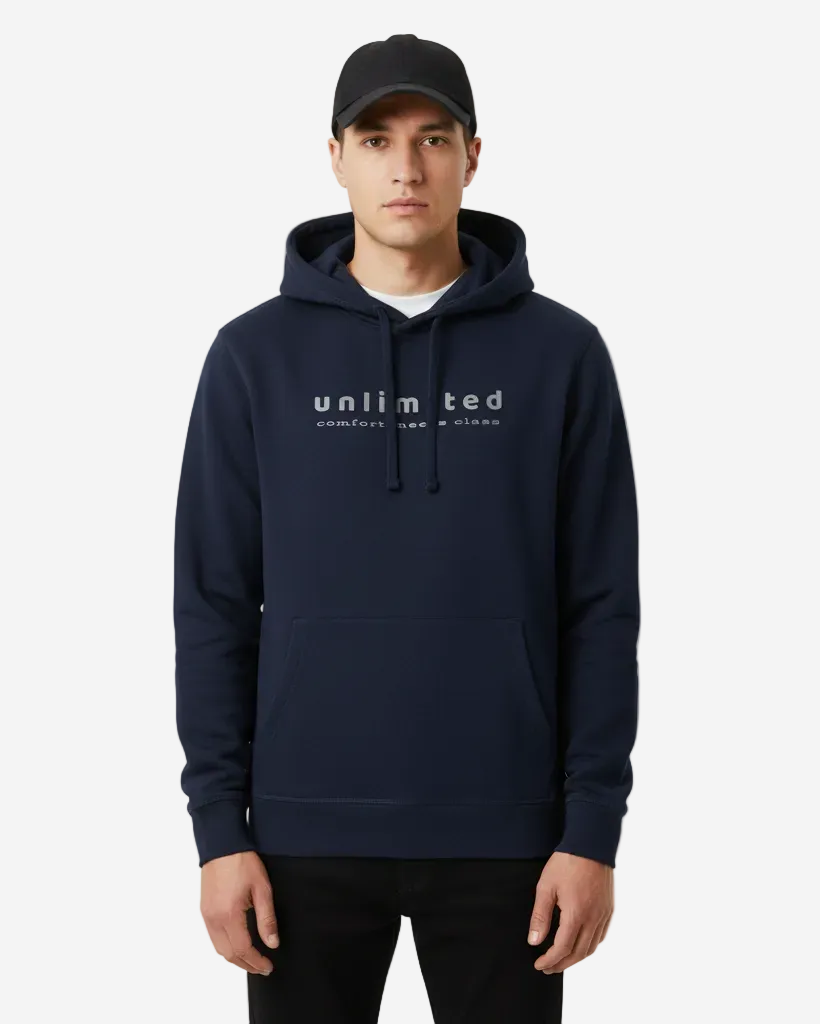 Men's Hoodie with 'Unlimited' Chest Print and Side Pockets