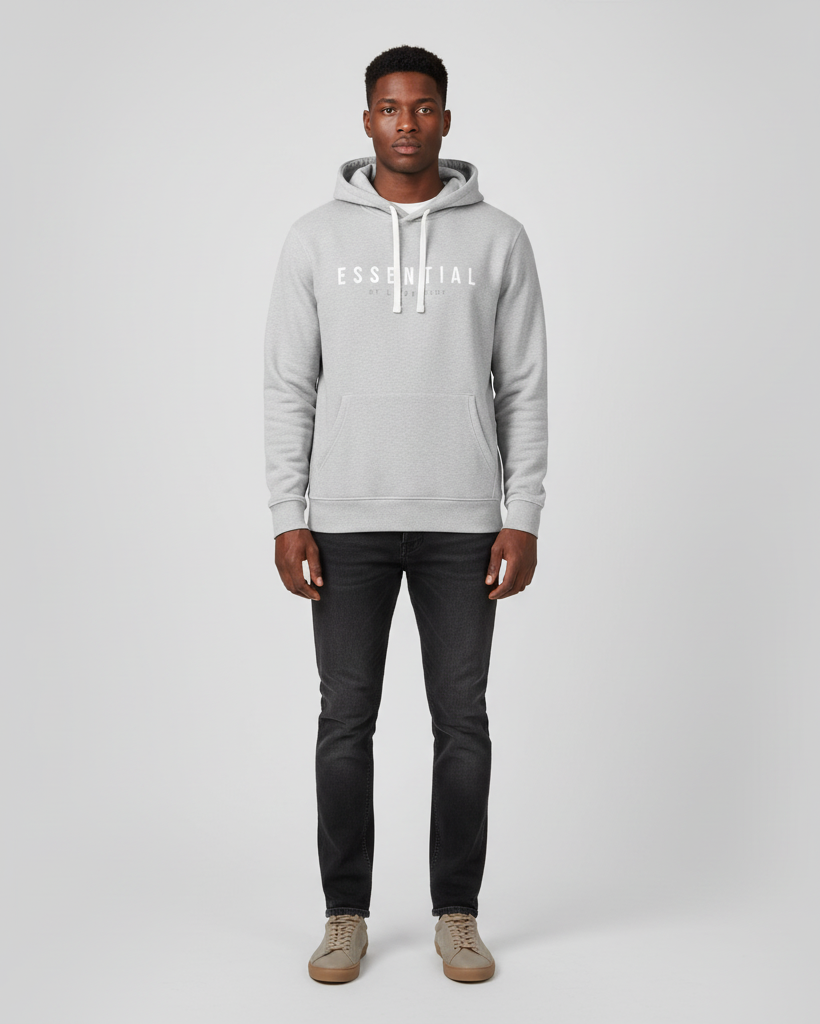 Essential by Luxe Teddy Organic Hoodie with Side Pockets in Grey | UDH501W