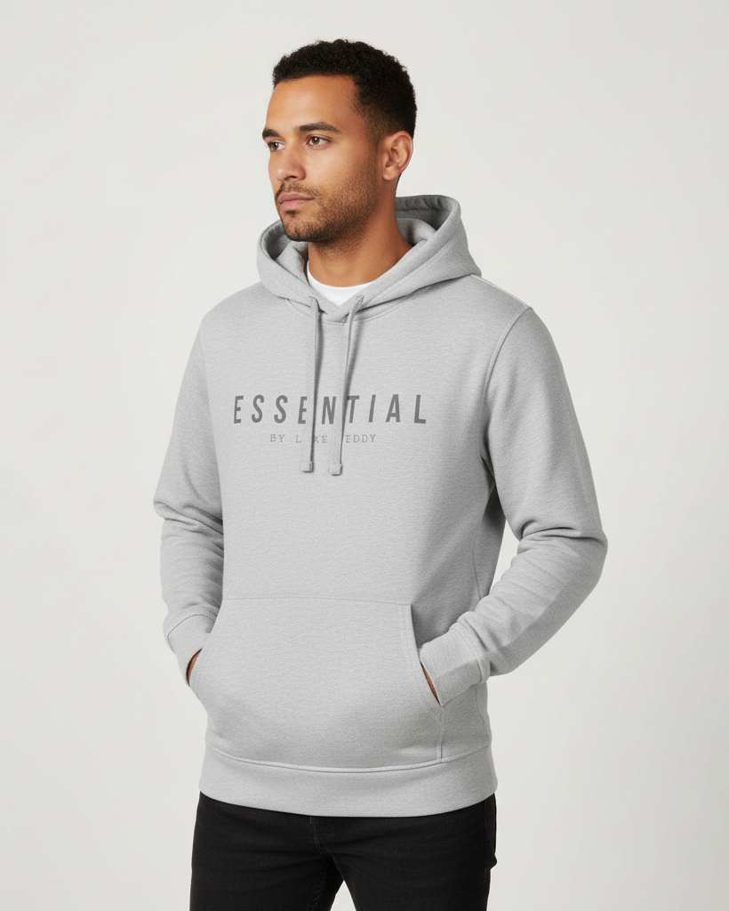 Essential by Luxe Teddy Organic Hoodie with Side Pockets in Grey | UDH501G