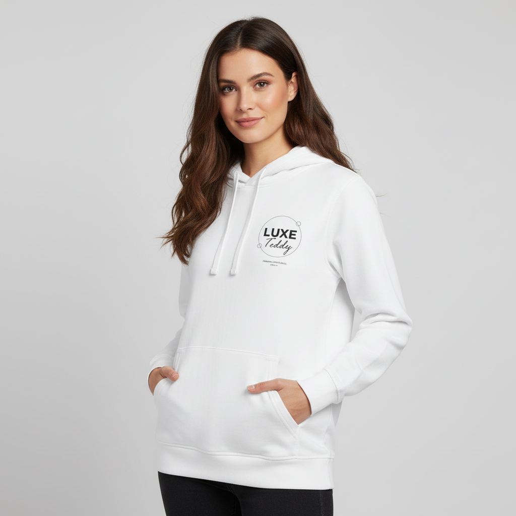 Luxe Teddy Design Organic Hoodie with Side Pockets