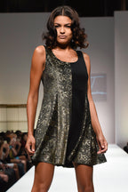 Gold Dress Black Stripe