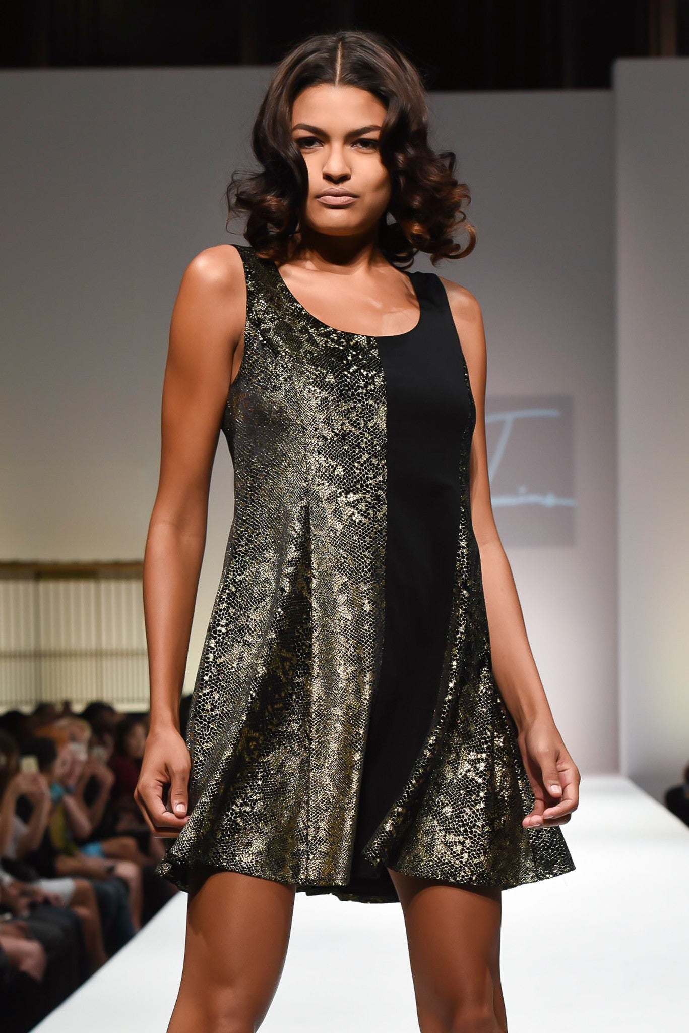 Gold Dress Black Stripe