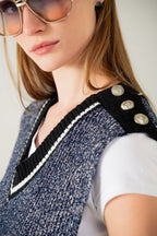 V-Neck Knitted Vest with Open Side