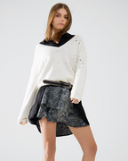 V-Neck Sweater Embellished with Metallic Stars