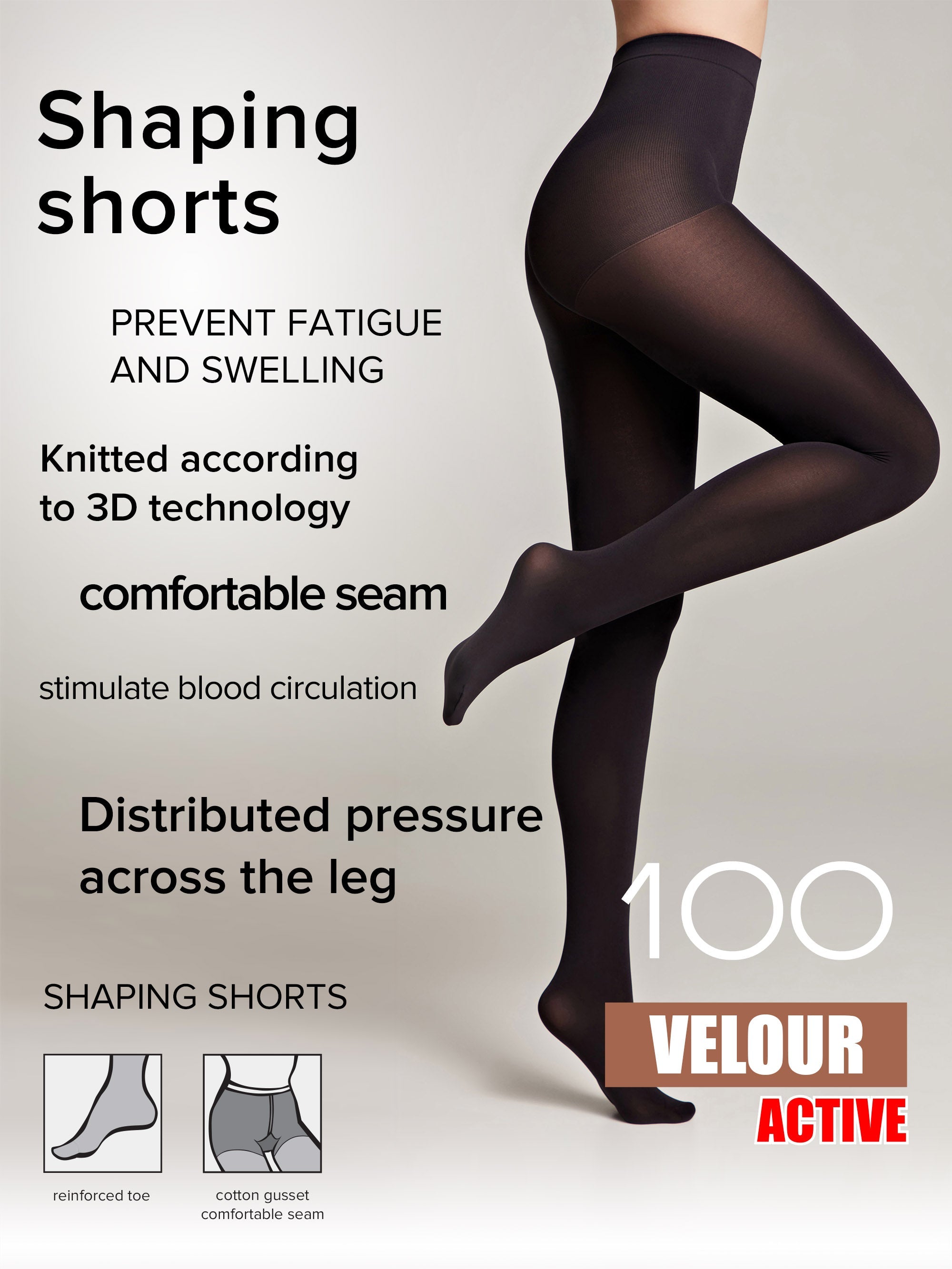 Conte Velour Active Tights 100 Den | Matte Support & Compression