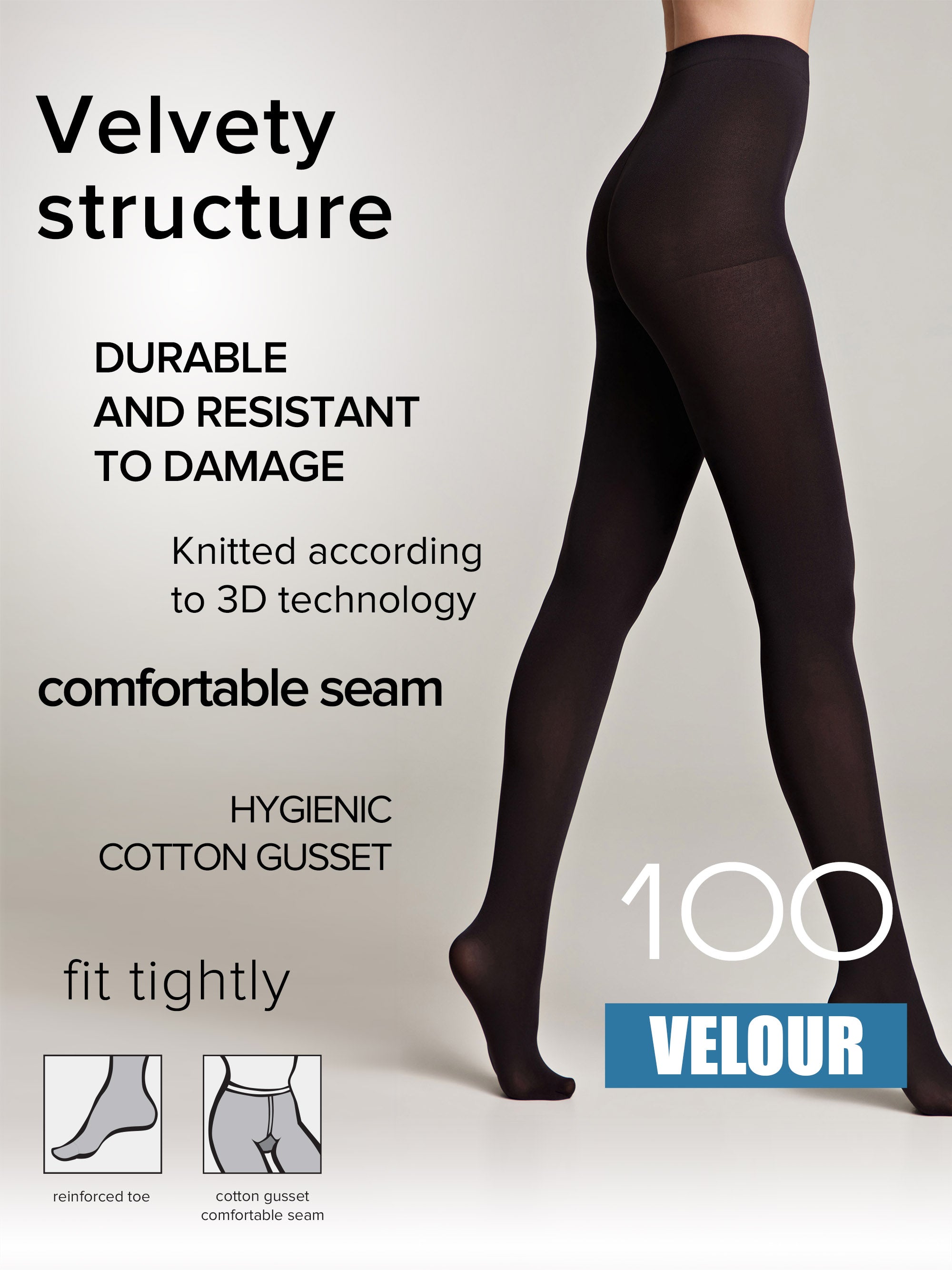 Conte Velour Tights 100 Den | Matte Warm Microfibra
