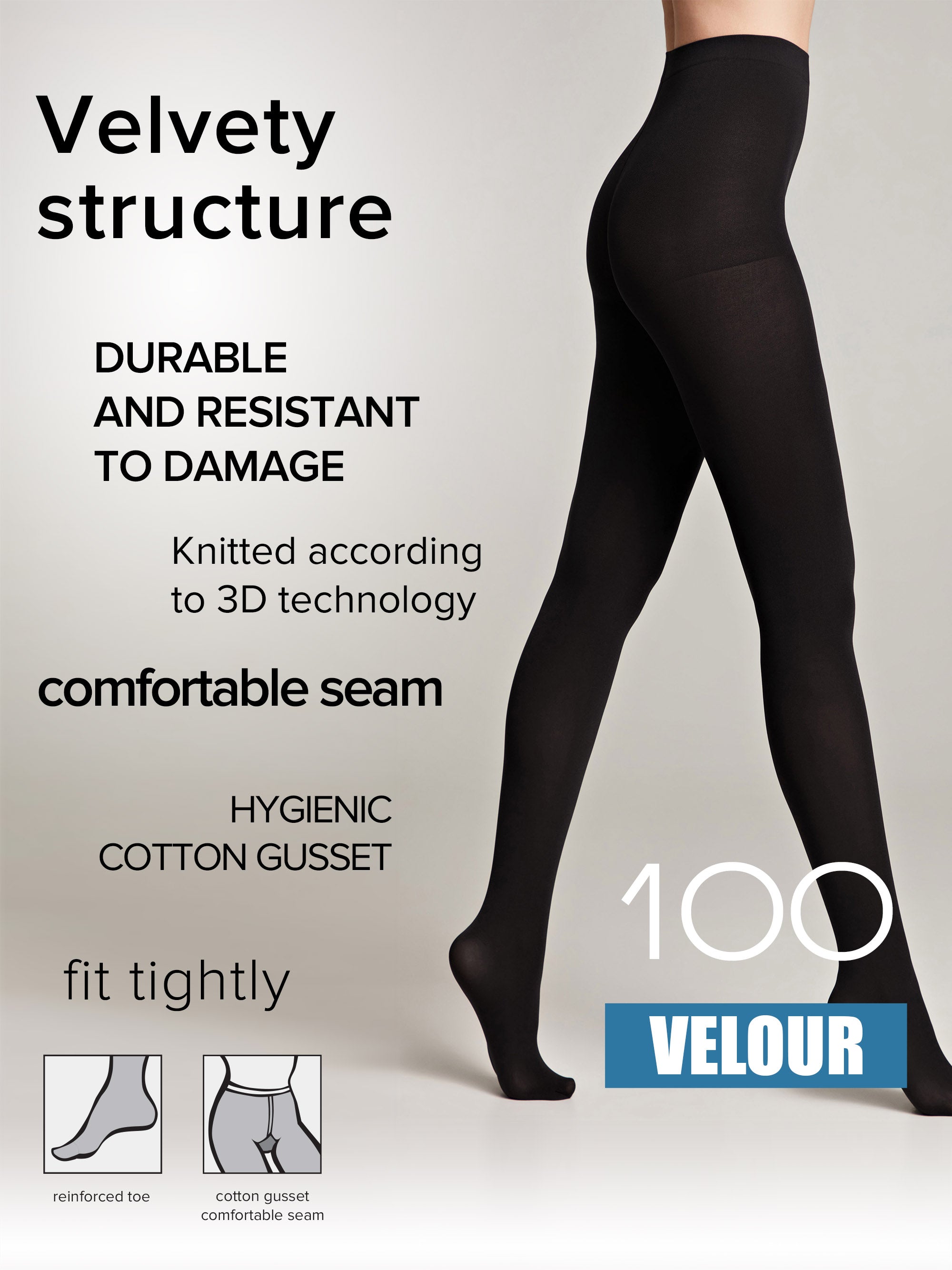 Conte Velour Tights 100 Den | Matte Warm Microfibra
