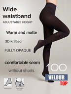 Conte Velour Top Tights 100 Den | Matte Adjustable Waistline