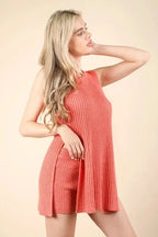 Women's Two-Piece Loungewear Set with Soft & Comfy Slit Sweater | Coral