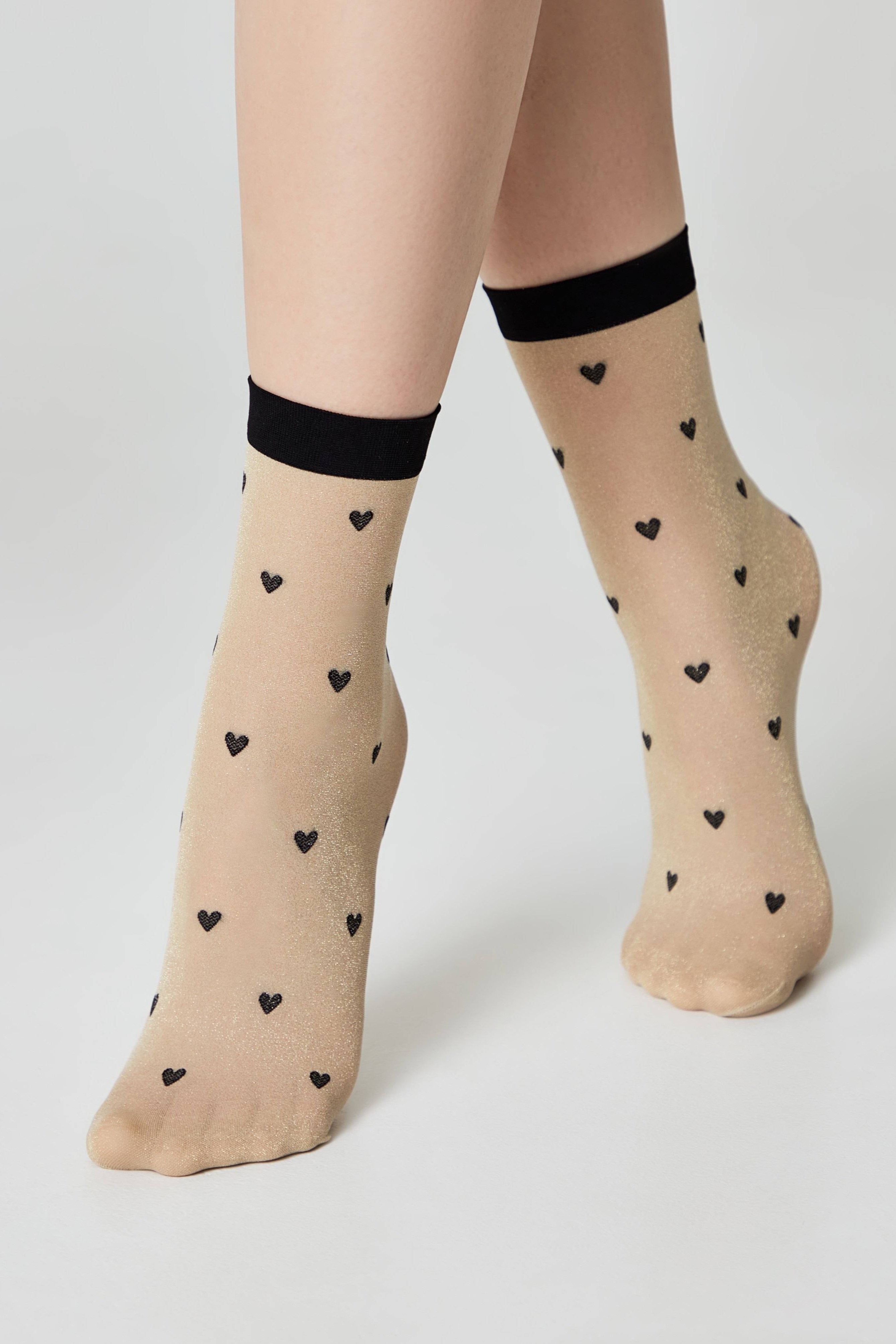 Shimmering Socks Conte Fantasy with "Hearts" Designs