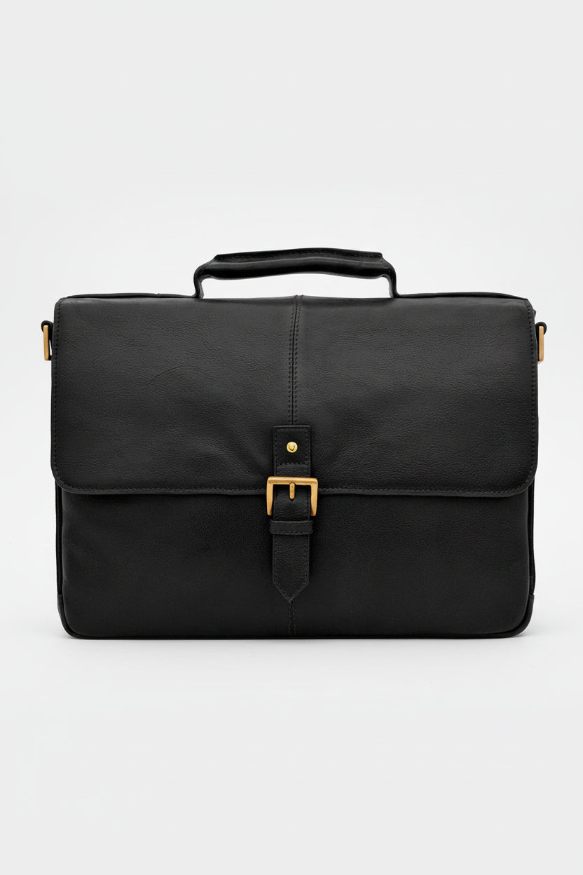 Hidesign Charles Leather 15" Laptop Compatible Briefcase Work Bag | Black