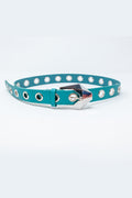Waist and Hip Eyelet Jeans Belt in Green