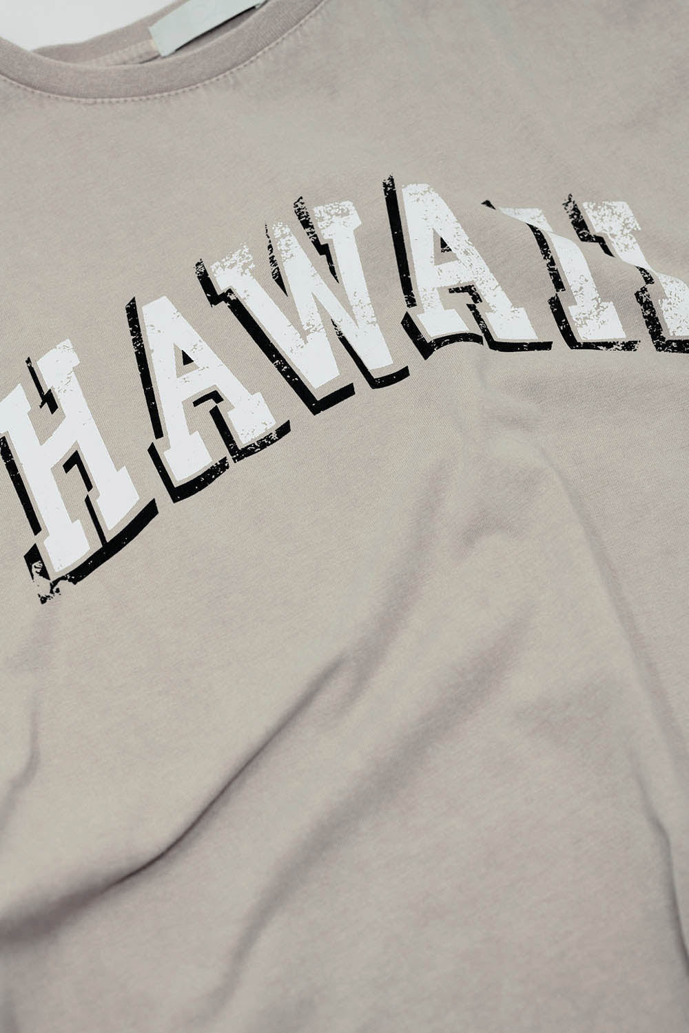 Washed Effect Hawaii T-Shirt in Beige