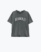 Washed Effect Hawaii T-Shirt in Grey