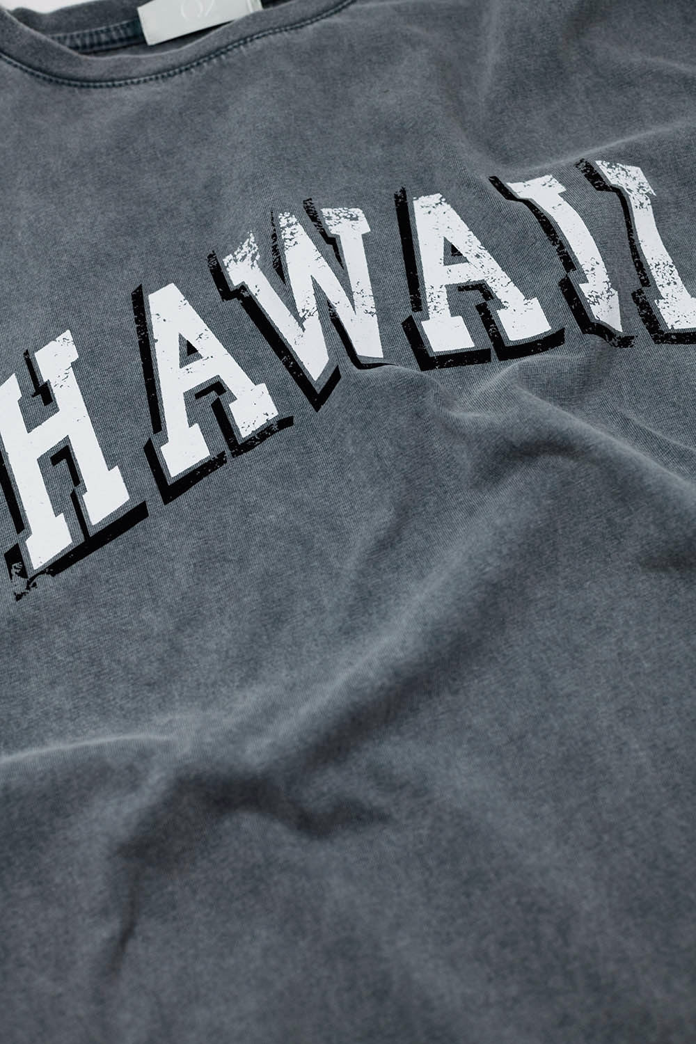 Washed Effect Hawaii T-Shirt in Grey