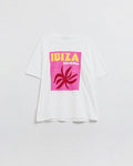 White Ibiza Bohemia Relaxed T-Shirt with Pink Print