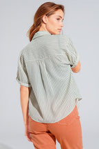 White Striped Blouse with Love Logo on Chest