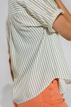 White Striped Blouse with Love Logo on Chest