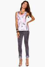 White Vest with Flag Print