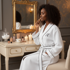 Women’s Waffle Piping Bathrobe Lightweight Spa-Style Comfort