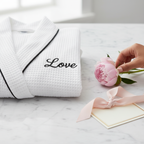 Women’s Waffle Piping Bathrobe Lightweight Spa-Style Comfort