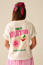 White T-Shirt with a Martini Graphic Logo