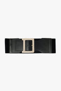 Wide Elastic Black Belt with Rhinestone Details