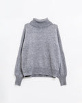 Wide Grey Sweater with Ribbed Sleeves