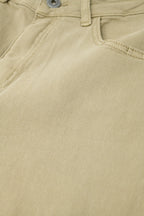 Wide Leg Beige Pants with Leopard Print at the Bottom