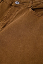 Wide Leg Camel Pants with Leopard Print at the Bottom