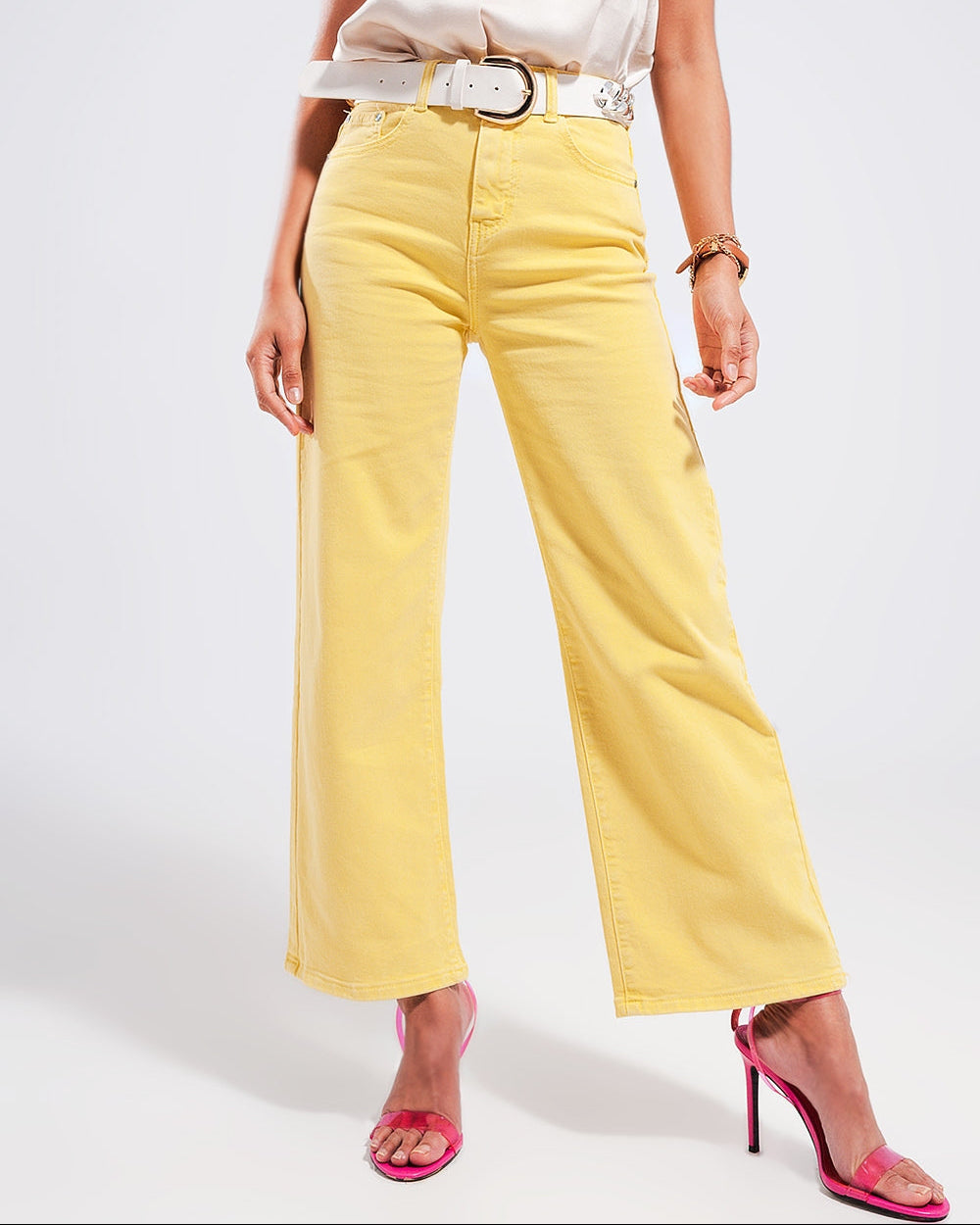 Wide Leg Jeans in Sunshine Yellow