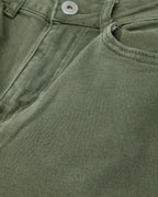 Wide Leg Military Green Pants with Leopard Print at the Bottom