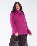 Wide Sweater with Bardot Neck in Magenta