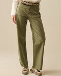 Wide Leg Pants with Front Pockets in Khaki