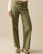 Wide Leg Pants with Front Pockets in Khaki