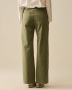 Wide Leg Pants with Front Pockets in Khaki