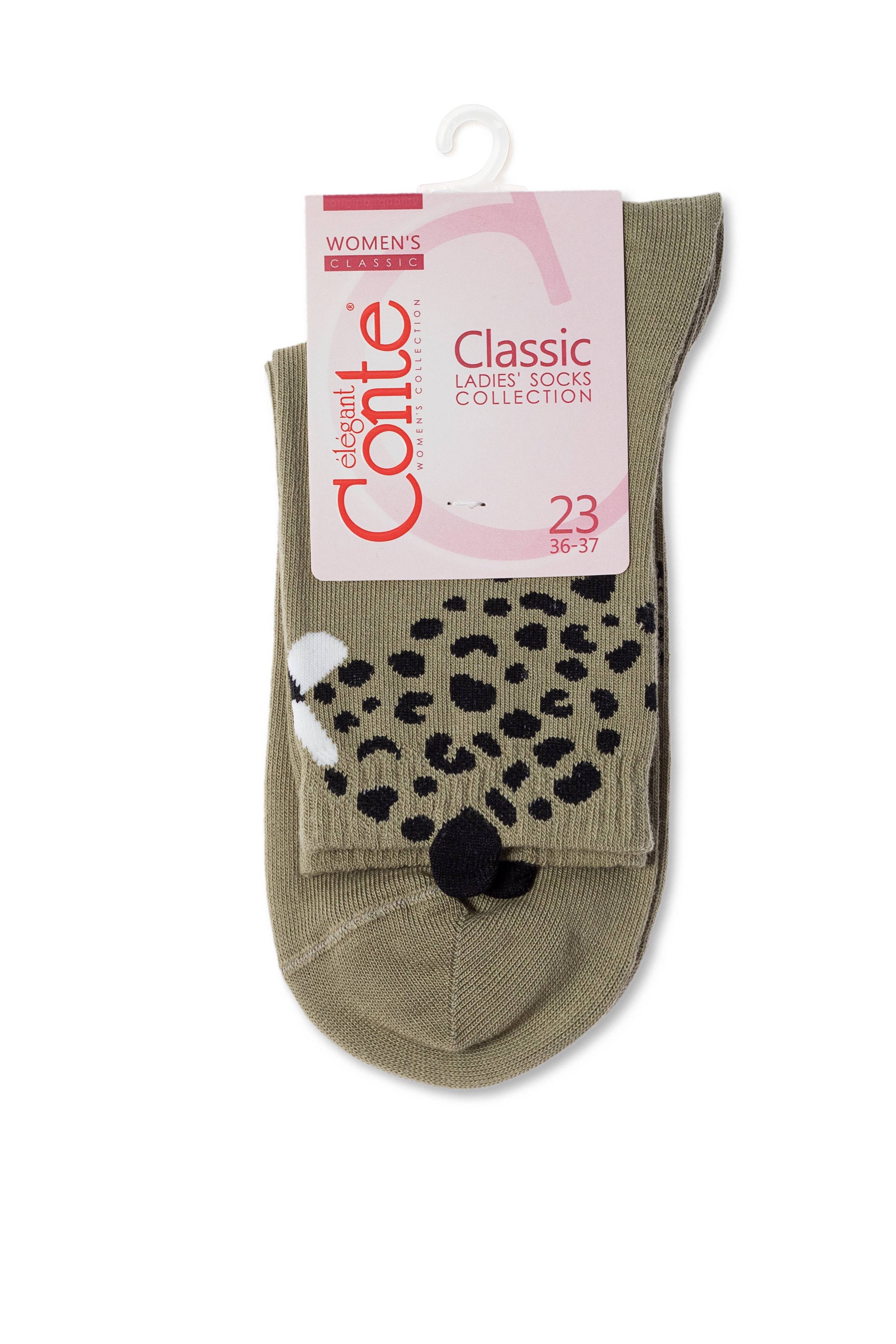 Cotton Socks Conte Classic Picot "Leopard" Khaki 249