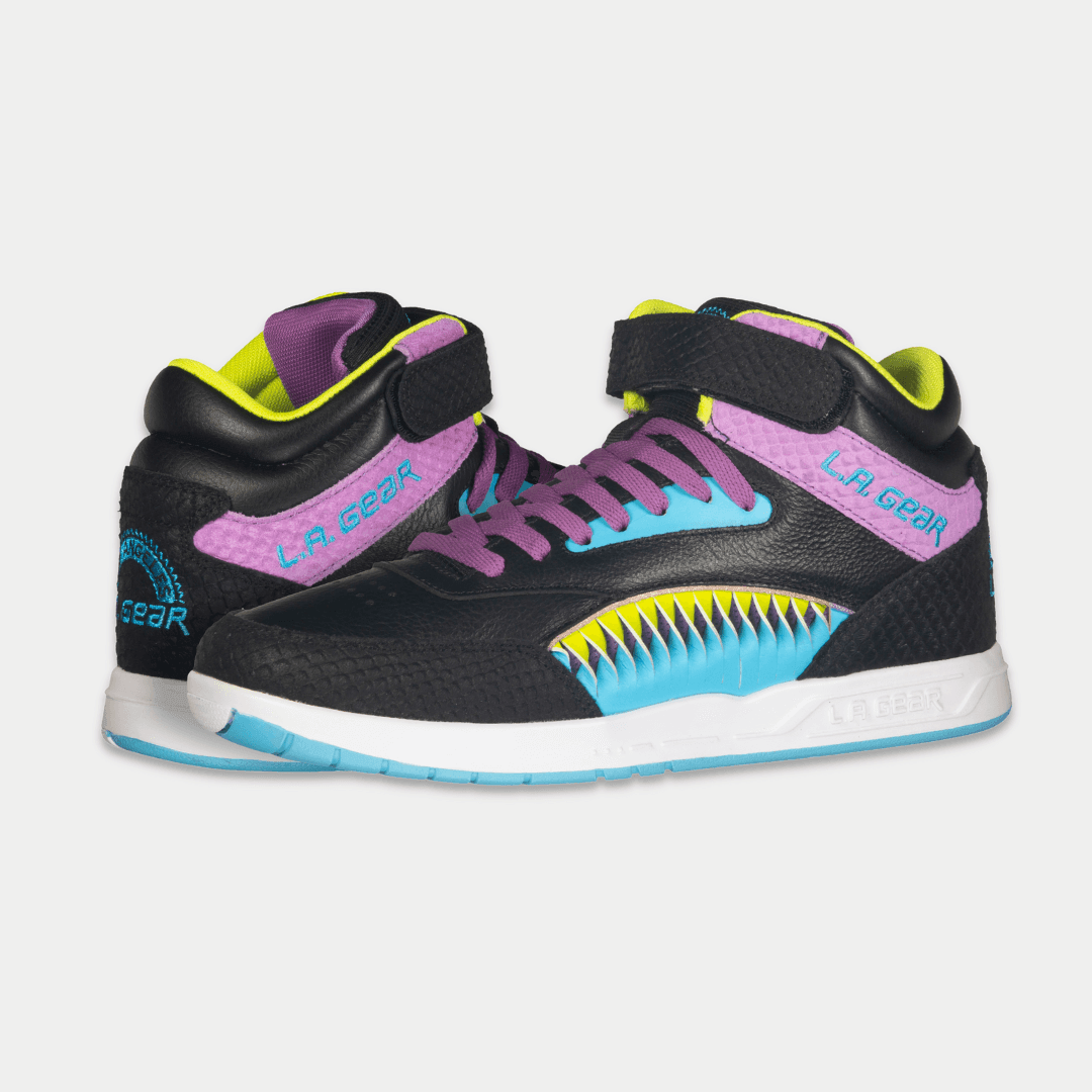 LA Gear Women's Flame High Top Sneaker Black/Turquoise