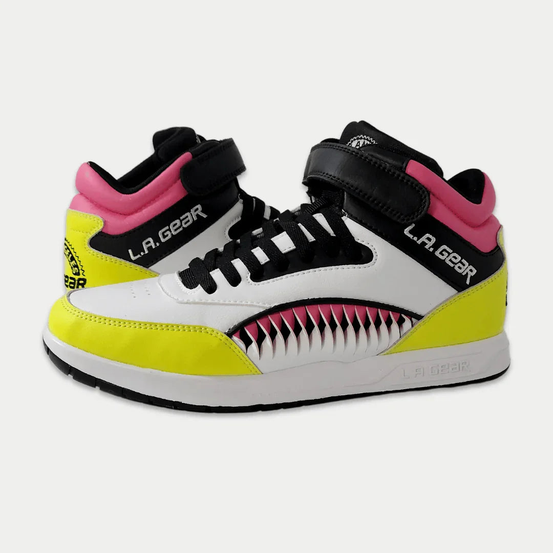 LA Gear Women's Hightop Sneaker Flame White/Pink