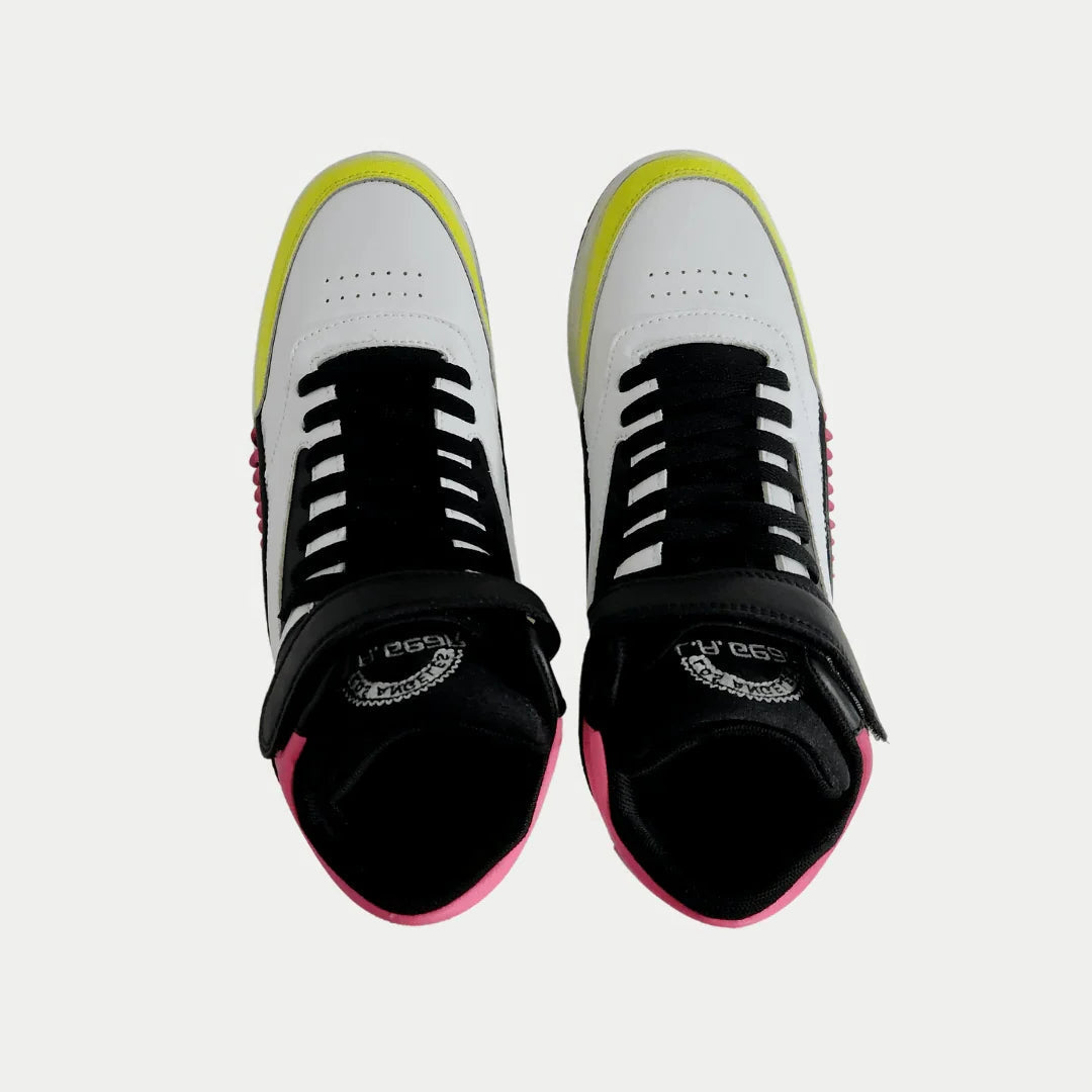 LA Gear Women's Hightop Sneaker Flame White/Pink
