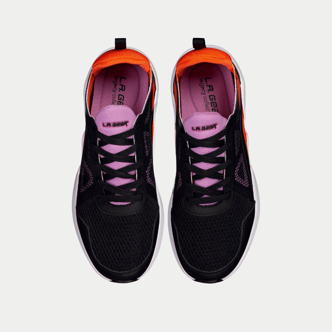 LA Gear Women's Tarzana Low Top Sneaker Black/Orange