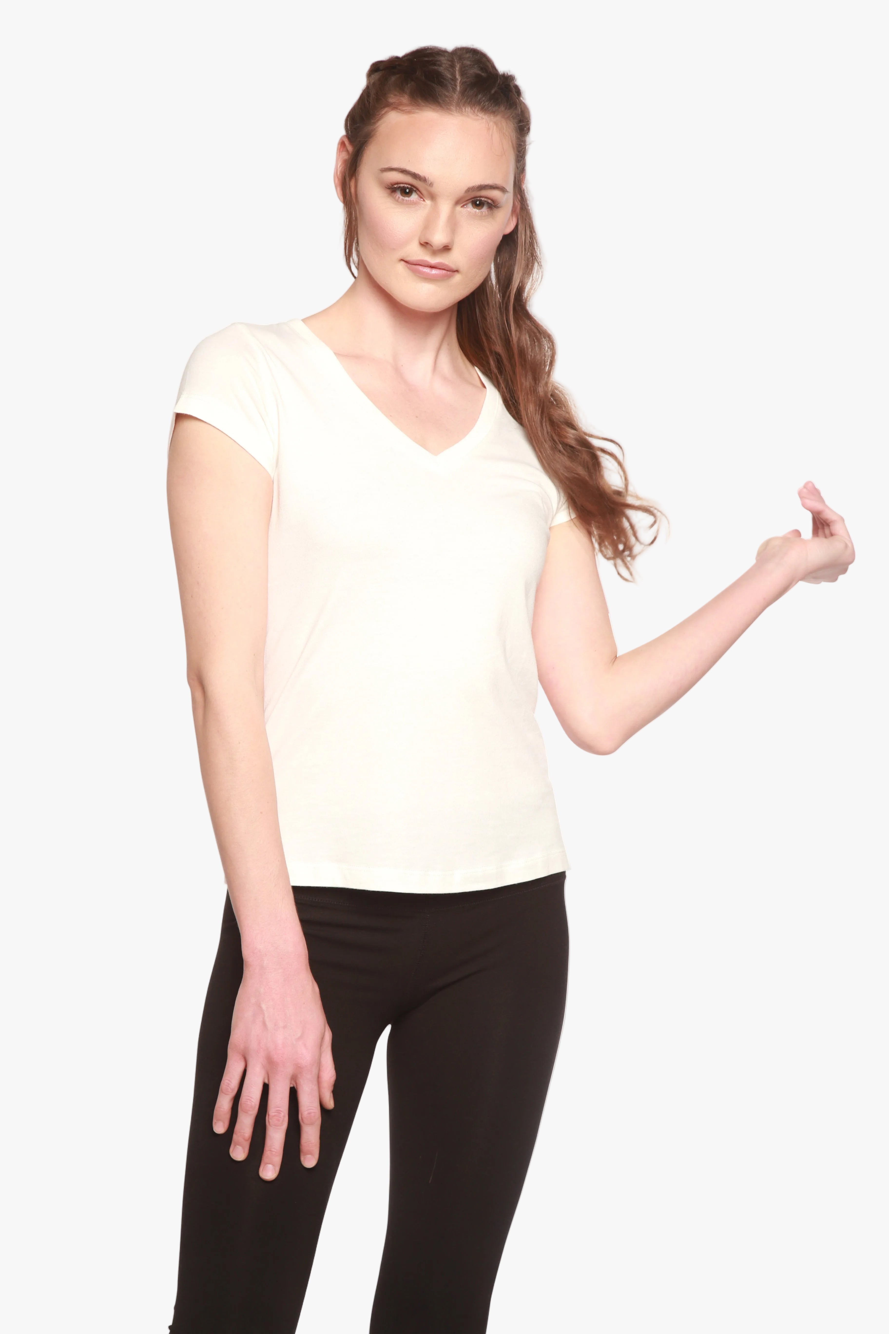 Women's Bamboo Viscose/Cotton V-Neck Cap Sleeve T-Shirt