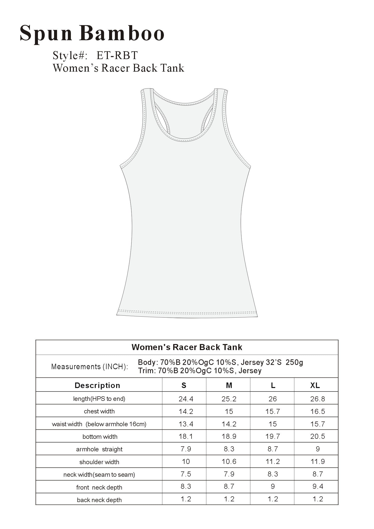 Women's Bamboo/Cotton Racer Back Tank Top