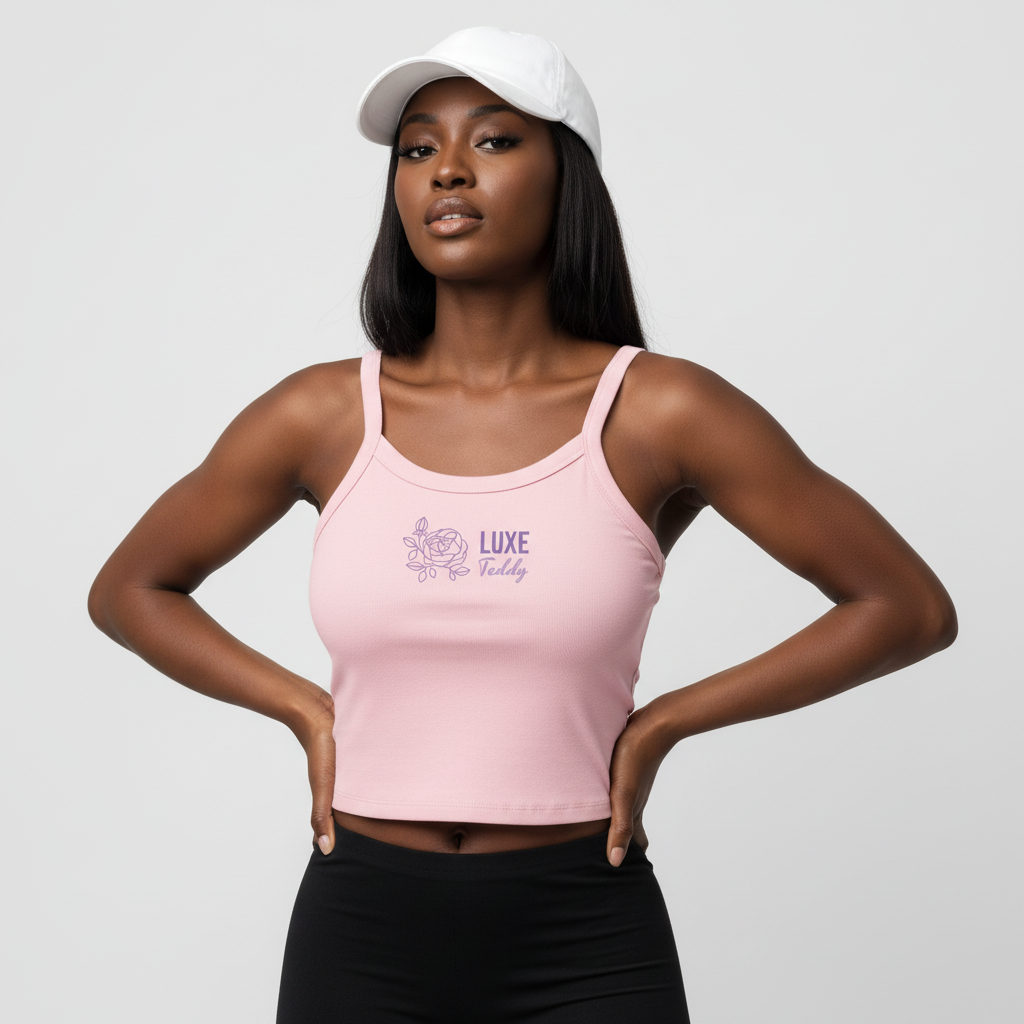 Women’s Fitted Ribbed Tank Top with Simple Chest Print