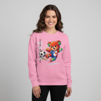 Drop Shoulder Crew Neck Organic Sweatshirt with Teddy's Soccer Print | Mid-Weight