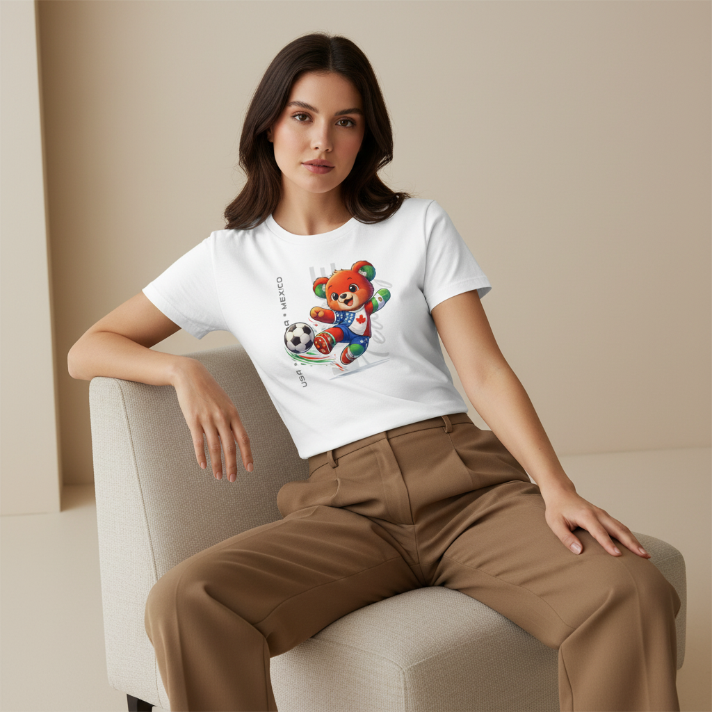 Women’s Premium Organic T-Shirt with Teddy's World Cup '26 Bold Print | White